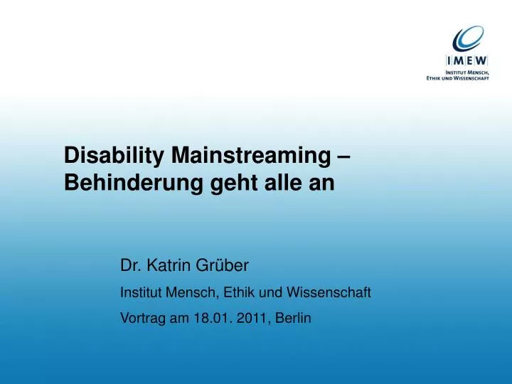 disability mainstreaming behinderung geht alle an