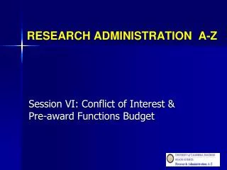 RESEARCH ADMINISTRATION A-Z