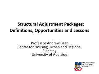 Structural Adjustment Packages: Definitions, Opportunities and Lessons