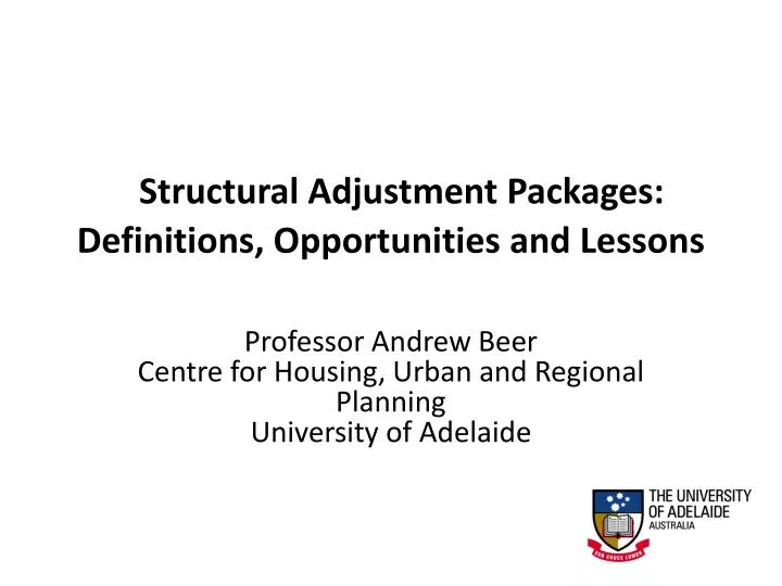 structural adjustment packages definitions opportunities and lessons