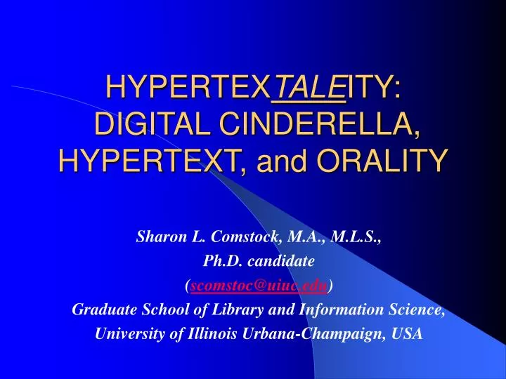 hypertex tale ity digital cinderella hypertext and orality