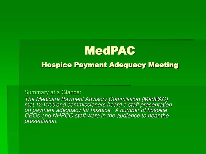 medpac hospice payment adequacy meeting