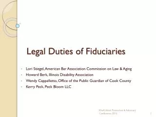 Legal Duties of Fiduciaries