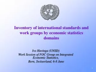 Inventory of international standards and work groups by economic statistics domains