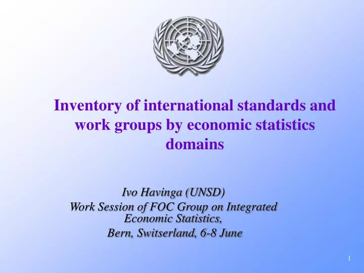 inventory of international standards and work groups by economic statistics domains