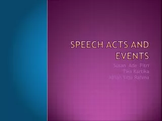 Speech acts and events