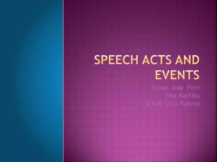 speech acts and events