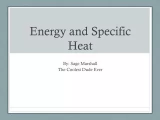 energy and specific heat
