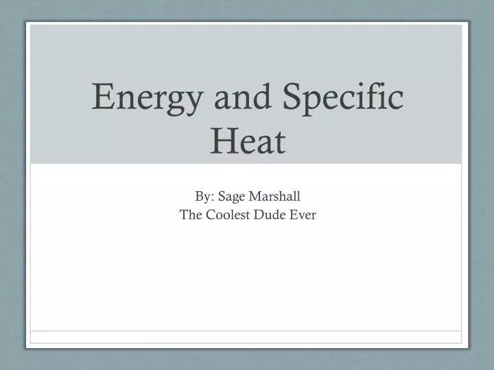 energy and specific heat