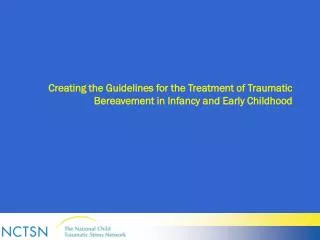 Creating the Guidelines for the Treatment of Traumatic Bereavement in Infancy and Early Childhood