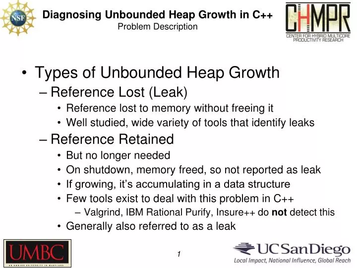 diagnosing unbounded heap growth in c problem description