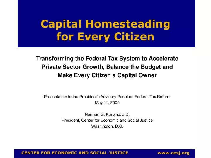 capital homesteading for every citizen