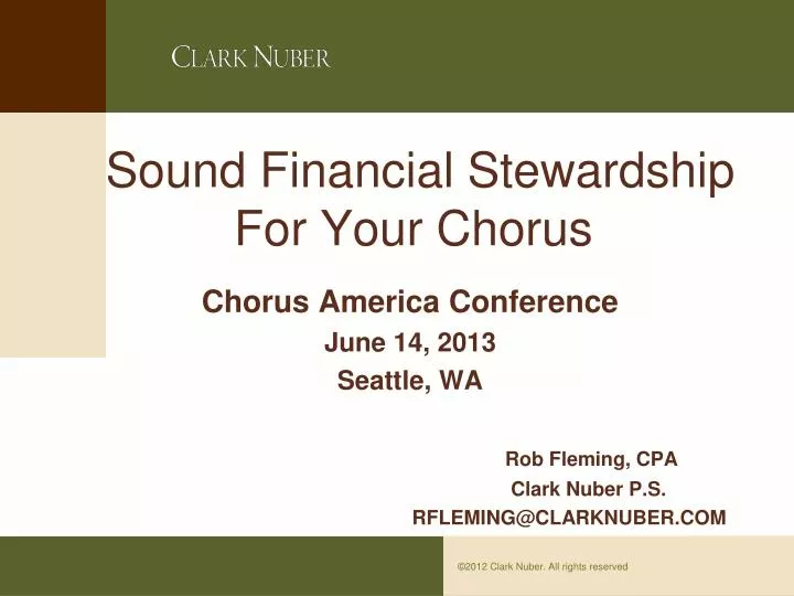 sound financial stewardship for your chorus