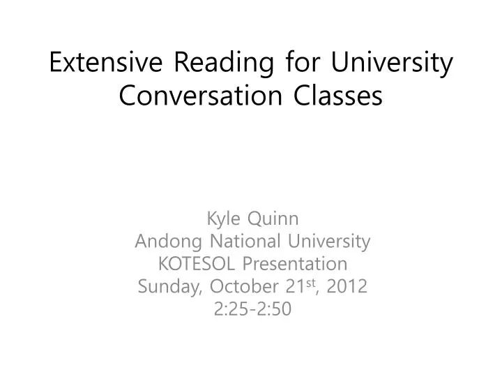 extensive reading for university conversation classes