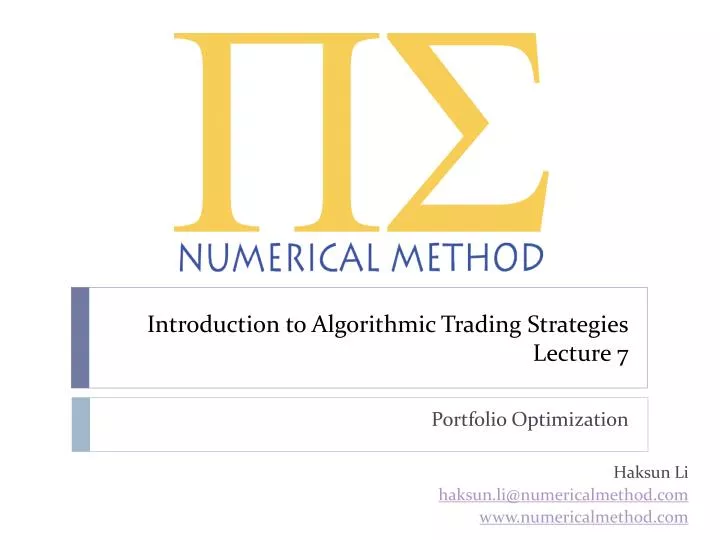 introduction to algorithmic trading strategies lecture 7