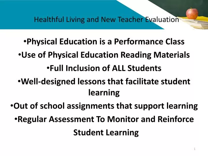 healthful living and new teacher evaluation