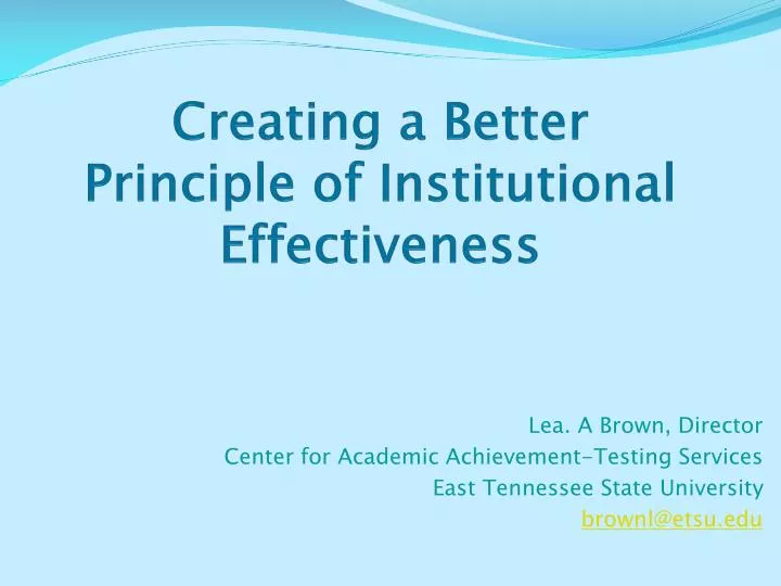creating a better principle of institutional effectiveness