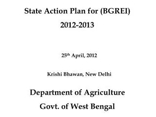 State Action Plan for (BGREI) 2012-2013
