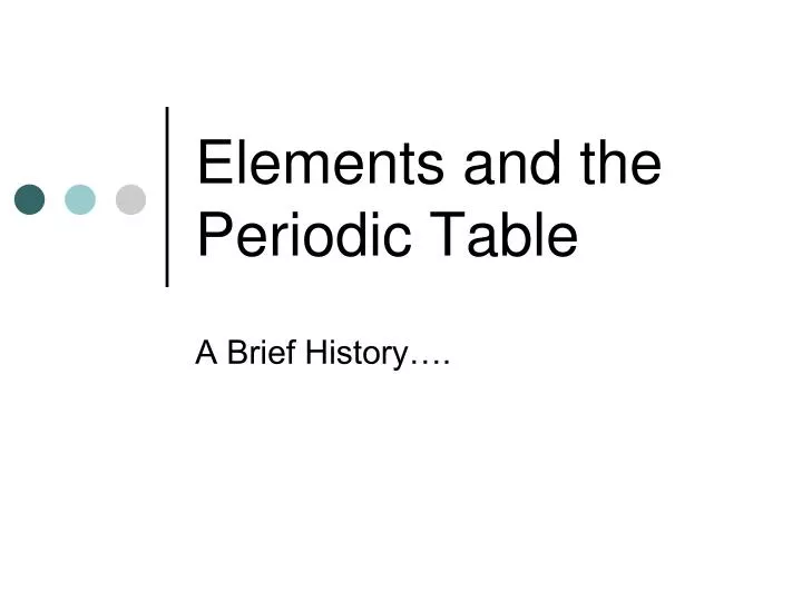 Ppt Elements And The Periodic Table