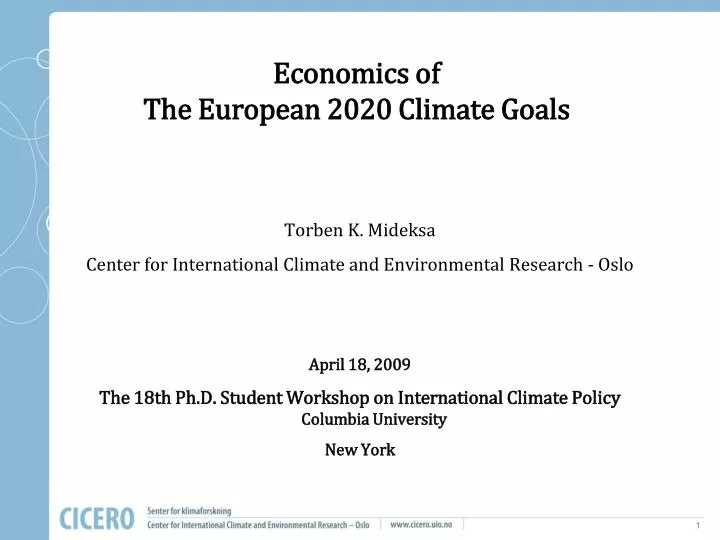 economics of the european 2020 climate goals