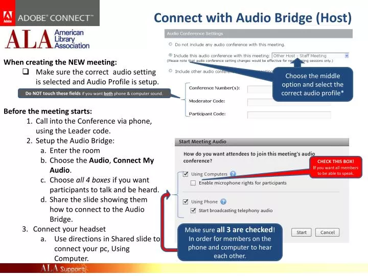 connect with audio bridge host