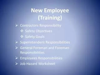 New Employee (Training)