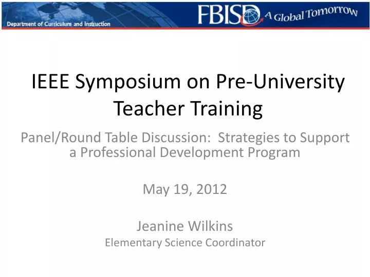 ieee symposium on pre university teacher training