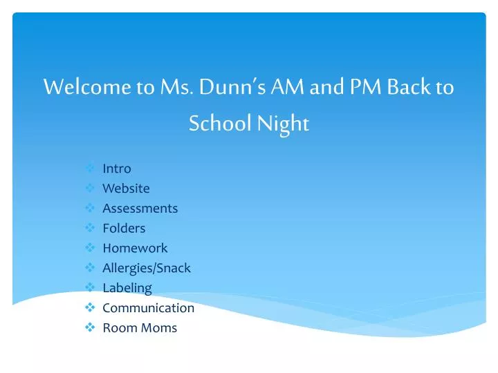 welcome to ms dunn s am and pm back to school night