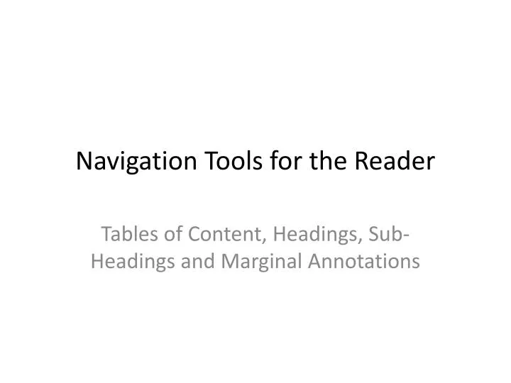 navigation tools for the reader