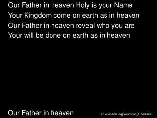 Our Father in heaven