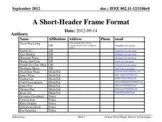 A Short-Header Frame Format