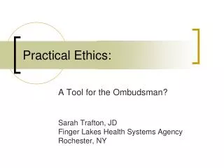 Practical Ethics: