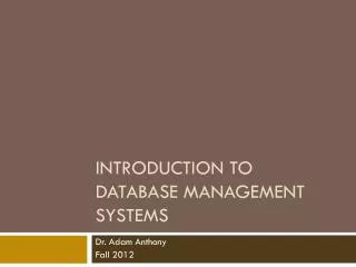 Introduction to Database Management Systems