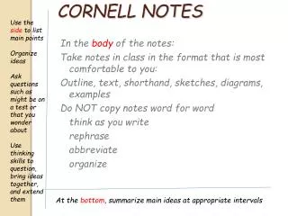 CORNELL NOTES
