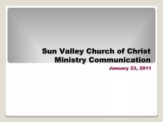 Sun Valley Church of Christ Ministry Communication