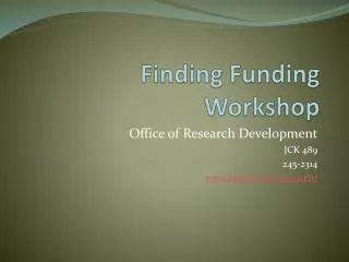 Finding Funding Workshop