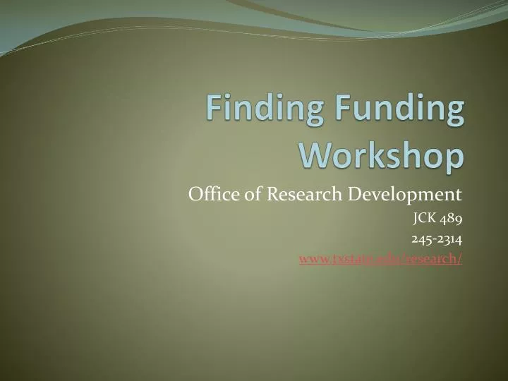 finding funding workshop