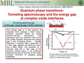 Quantum phase transitions: Tunneling spectroscopy and the energy gap