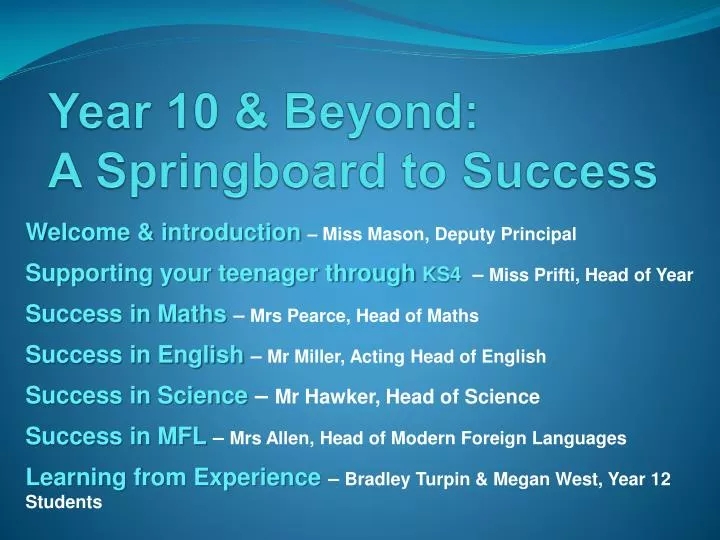 year 10 beyond a springboard to success