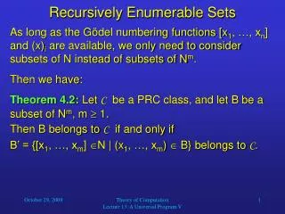 Recursively Enumerable Sets