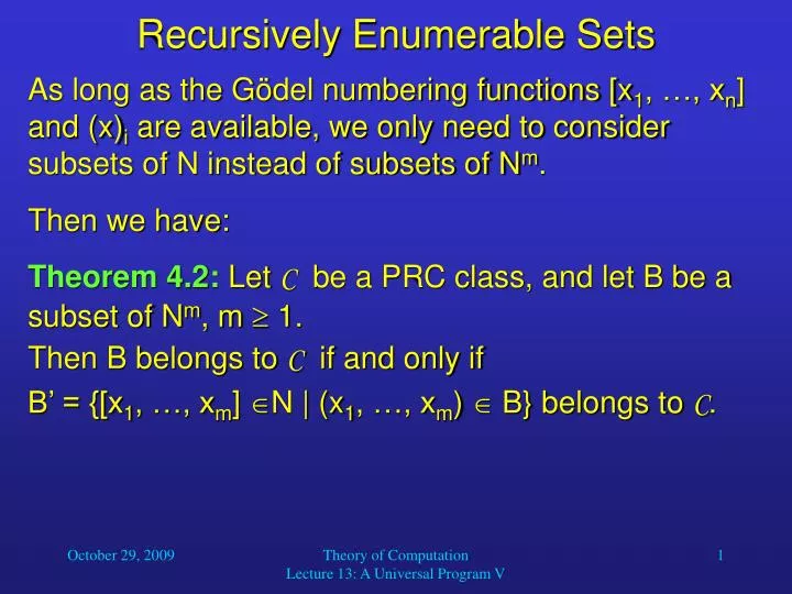 recursively enumerable sets