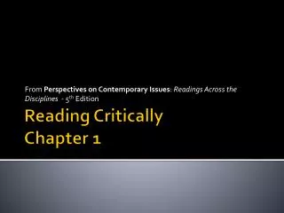 Reading Critically Chapter 1