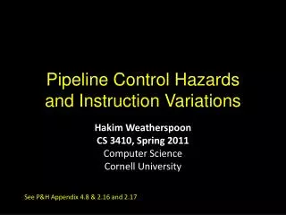 pipeline control hazards and instruction variations