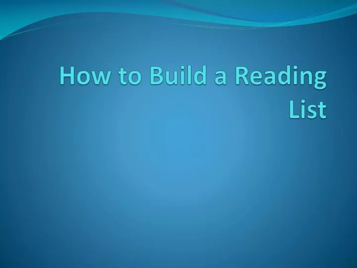 how to build a reading list