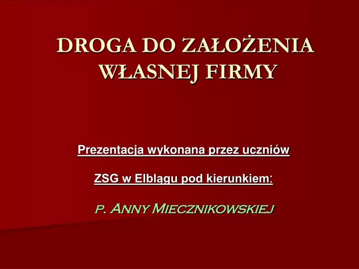 droga do za o enia w asnej firmy