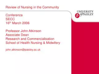 Review of Nursing in the Community