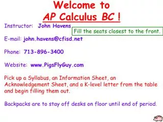 Welcome to AP Calculus BC !