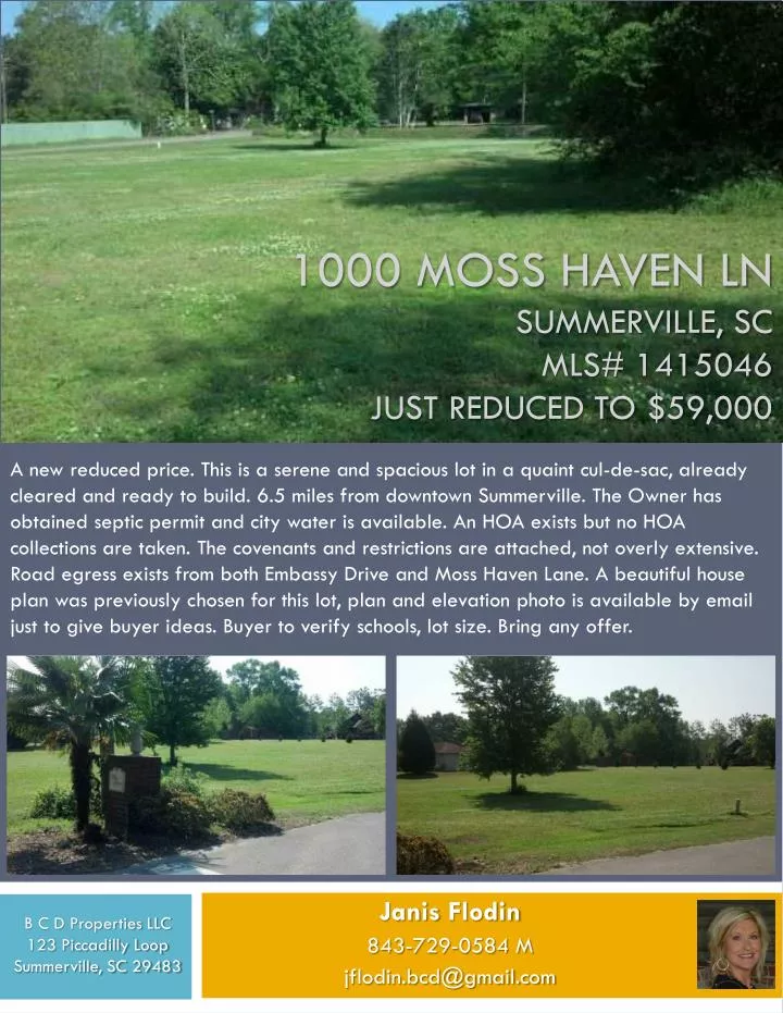 1000 moss haven ln summerville sc mls 1415046 just reduced to 59 000