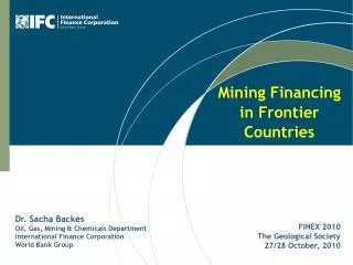 Mining Financing in Frontier Countries
