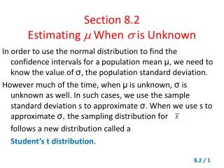 Section 8.2 Estimating ? When ? is Unknown